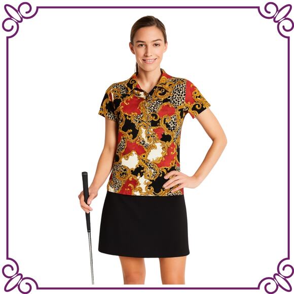 Zenergy by Chico's Tops - Zenergy Golf by Chico's Leopard Status Polo Golf Short Sleeve Top Medium NEW
